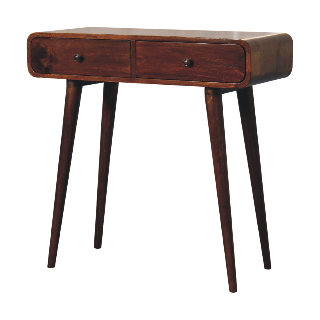 Chestnut Curved Two-Drawer Hallway Console - Image 3