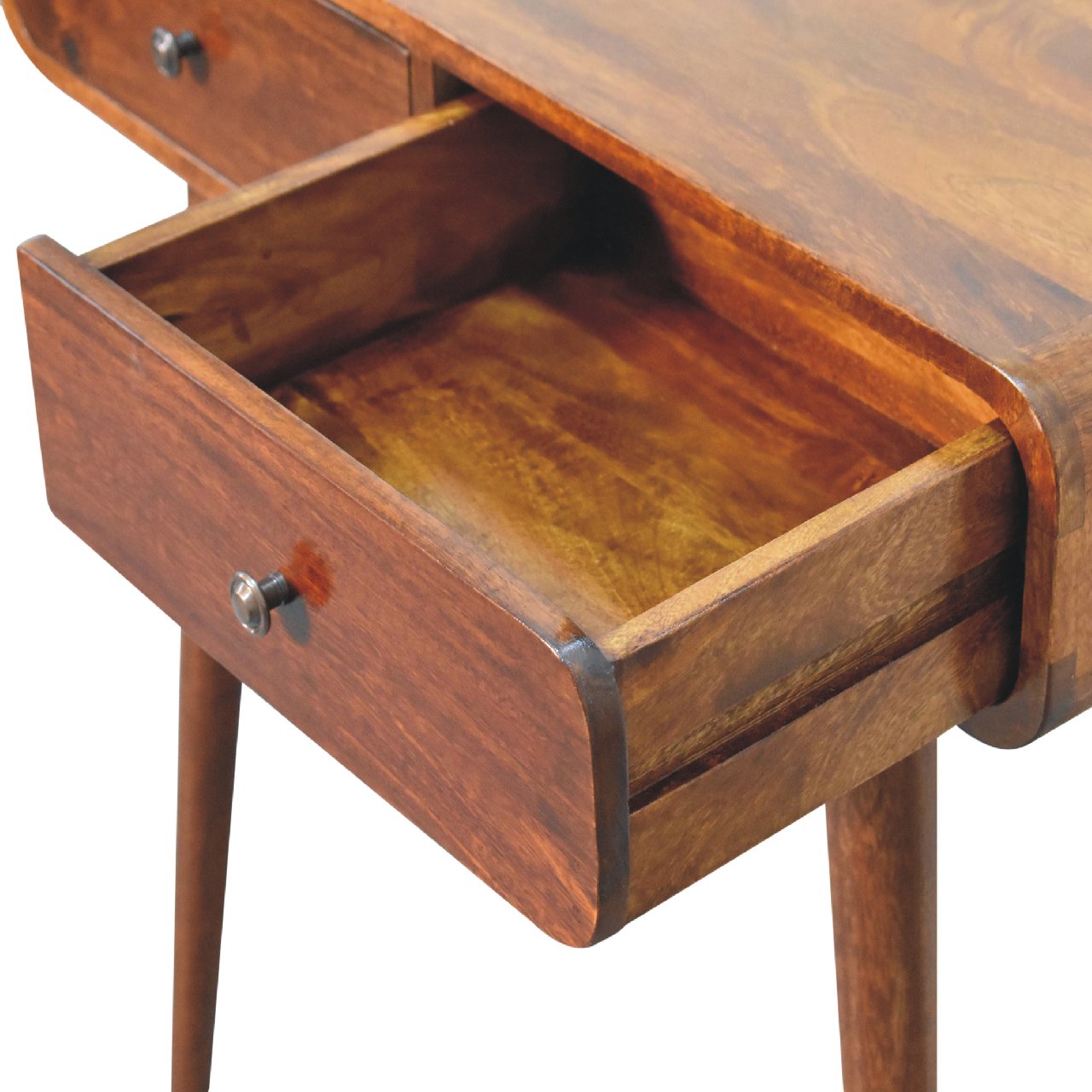 Chestnut Curved Two-Drawer Hallway Console - Image 6