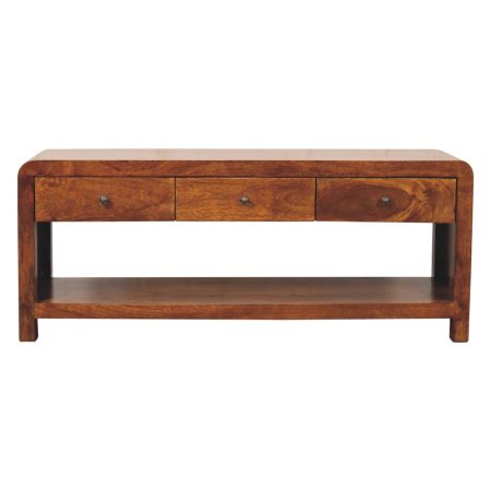 Chestnut Solid Wood TV Console with Rounded Edges