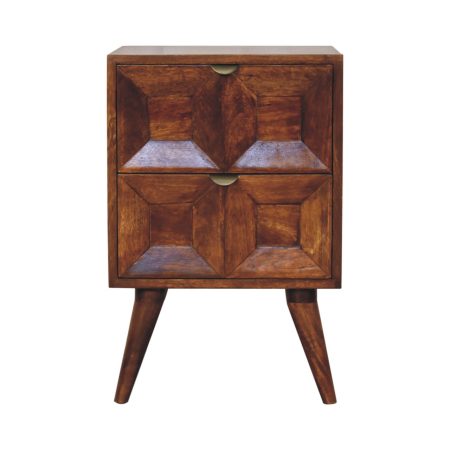 Solid Wood 2-Drawer Bedside Table