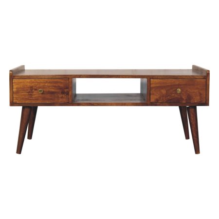 Solid Wood TV Console with Raised Edge