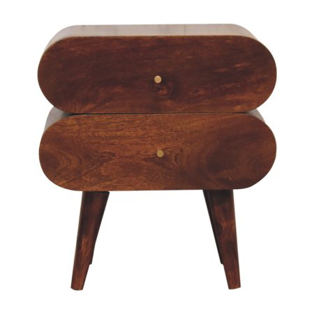 Round Drawer Solid Wood Nightstand