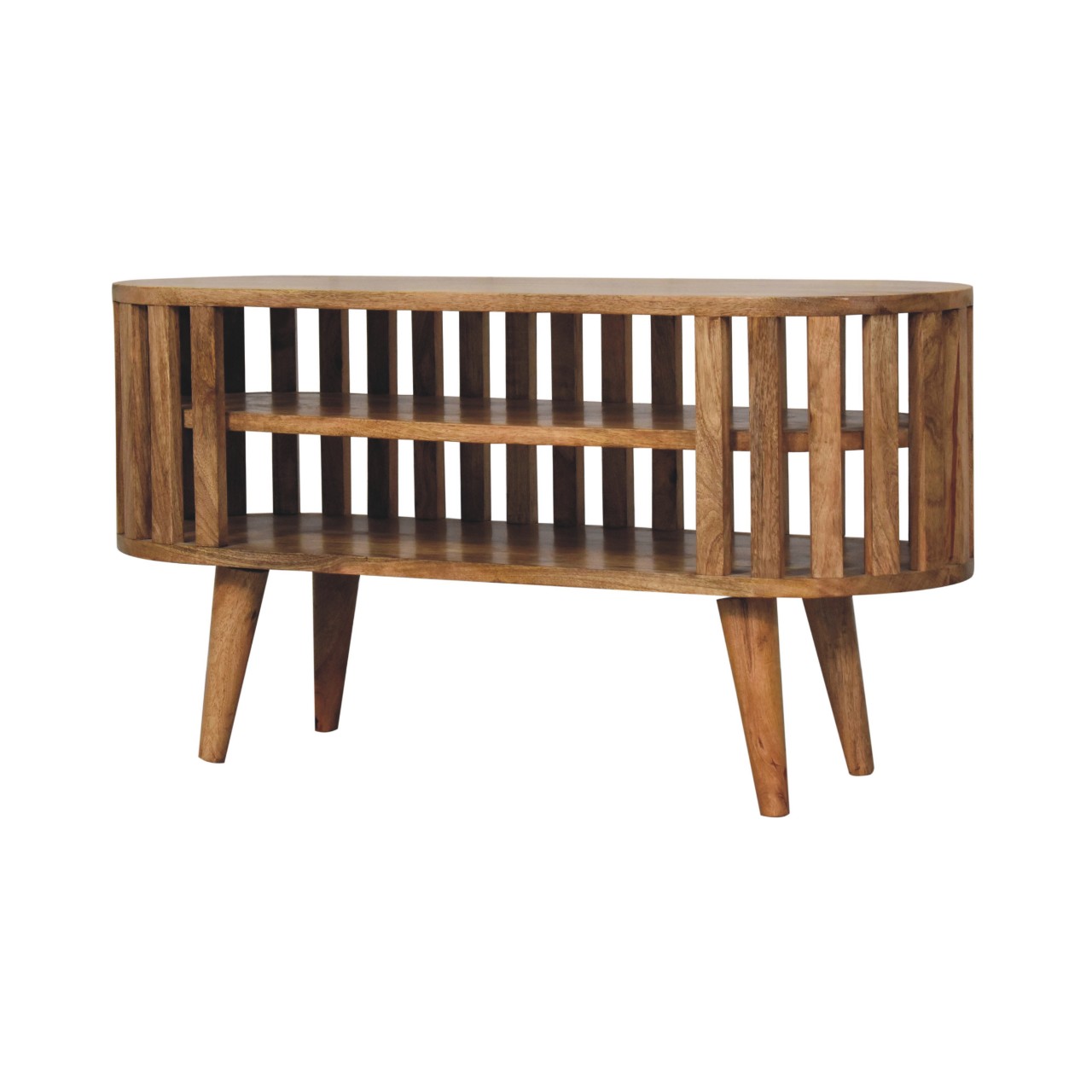 Oak-Finish Solid Wood Japanese-Inspired TV Stand - Image 2