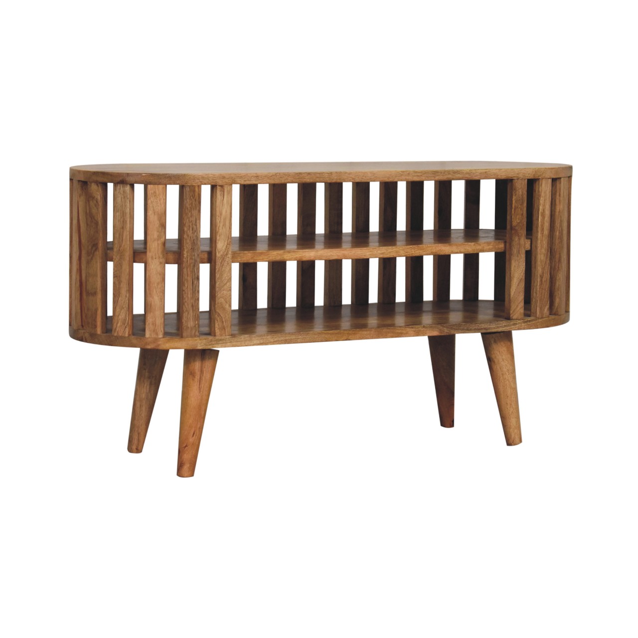 Oak-Finish Solid Wood Japanese-Inspired TV Stand - Image 3