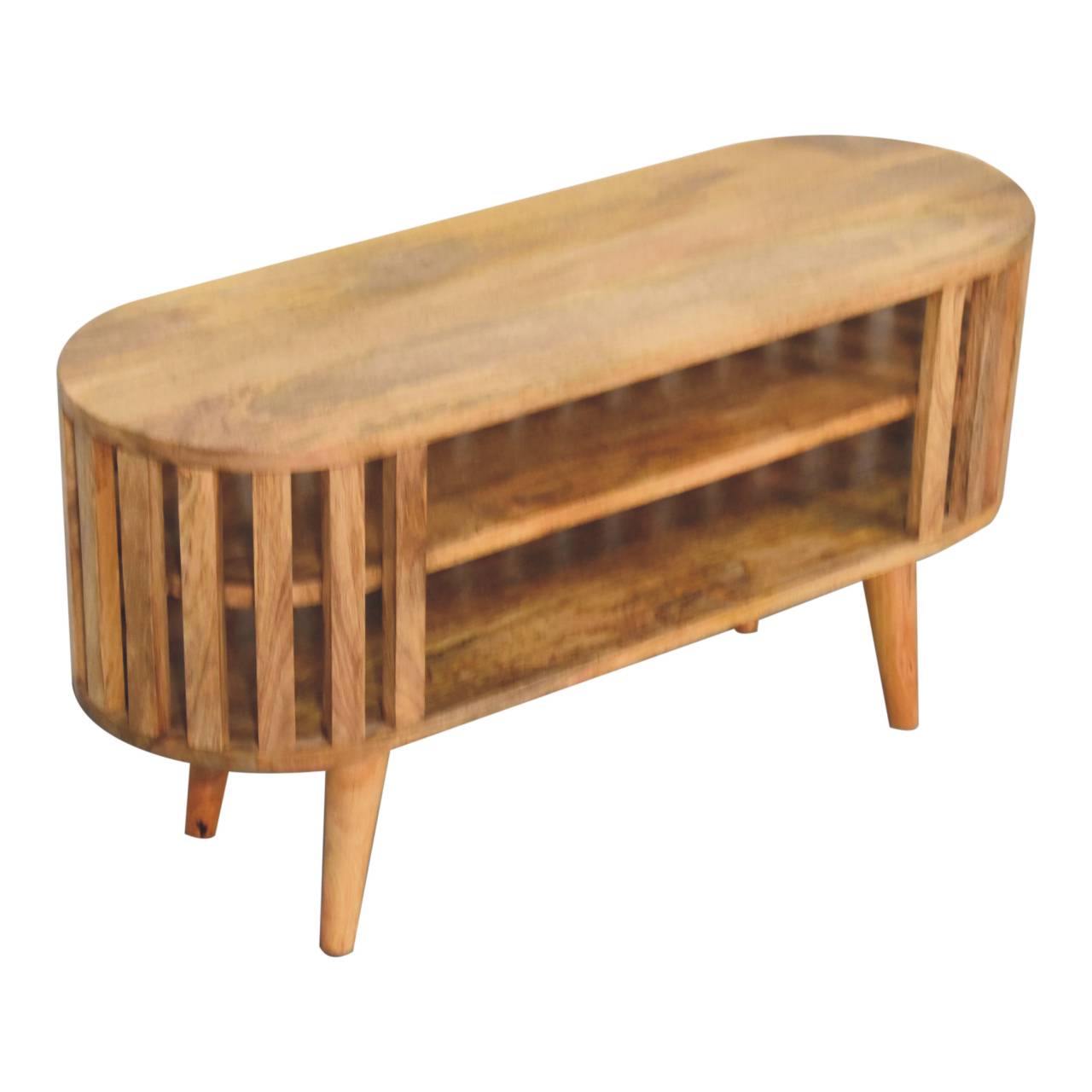 Oak-Finish Solid Wood Japanese-Inspired TV Stand - Image 5