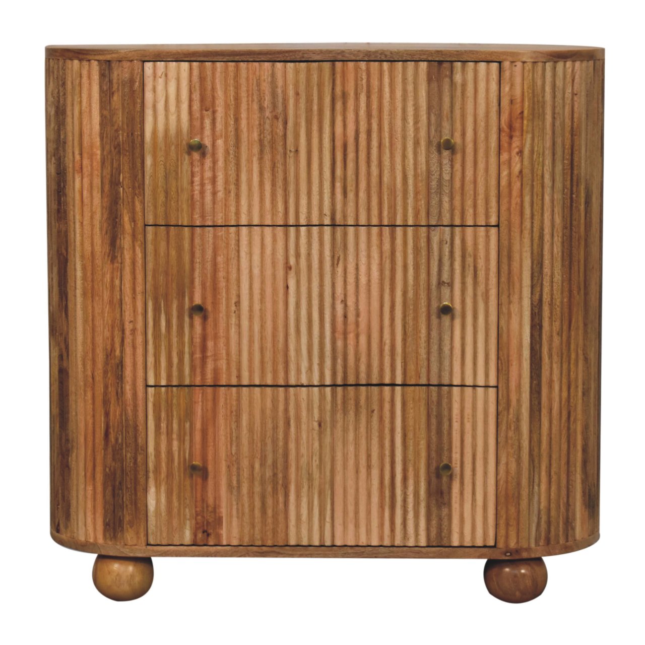 3-Drawer Solid Mango Wood Dresser in Oak Finish