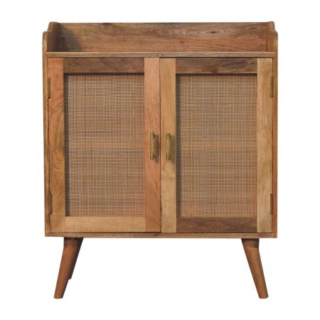 Rattan Solid Wood Storage in Oak Finish