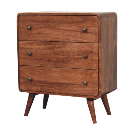 Curved Honey Caramel Chest of Drawers