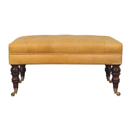 Honey Caramel Buffalo Leather Ottoman