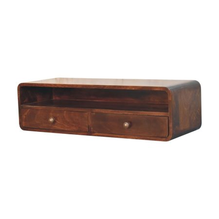 Floating Walnut Console Table