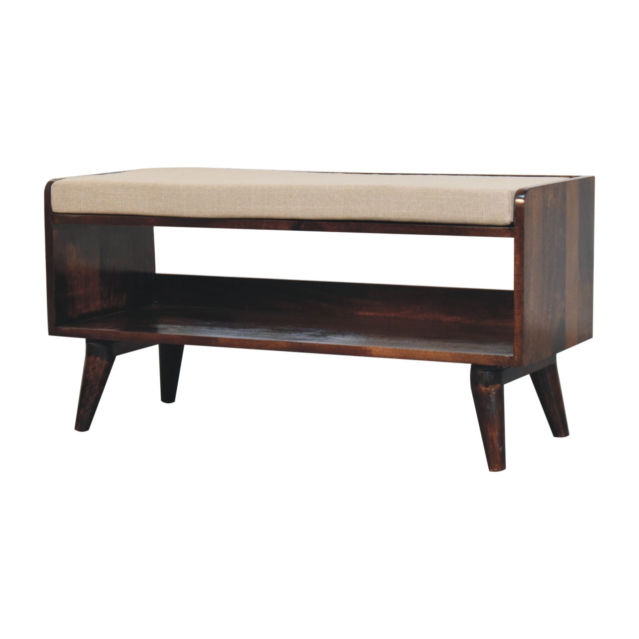 California Walnut Mud Linen Bench - Image 2