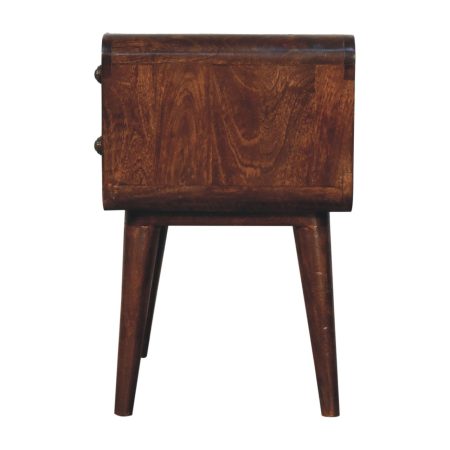 Curved California Walnut 2-Drawer Bedside Table