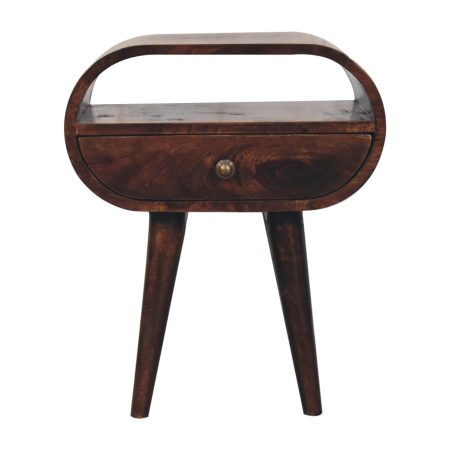 California Walnut Round Bedside Table