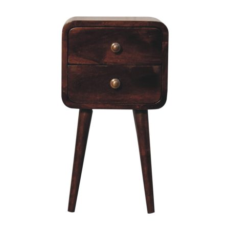 Mini Curved Walnut Bedside Table