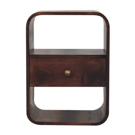 California Walnut Curved Bedside Table