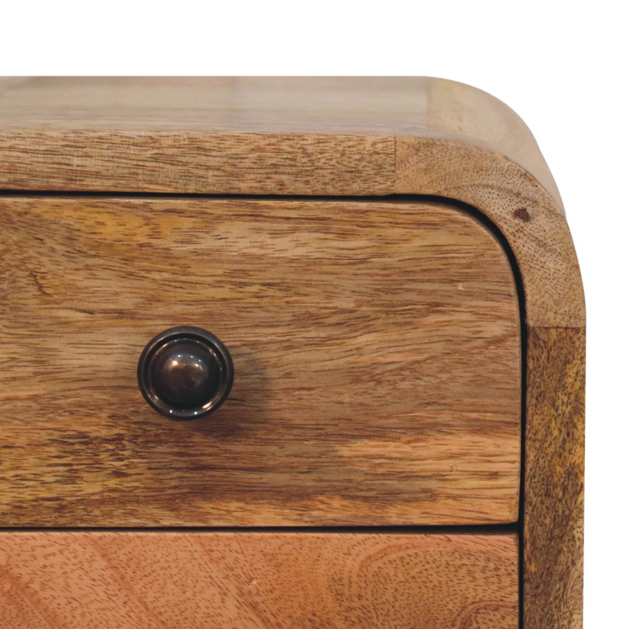 Extra Mini Curved Oak-ish Bedside Table - Image 4