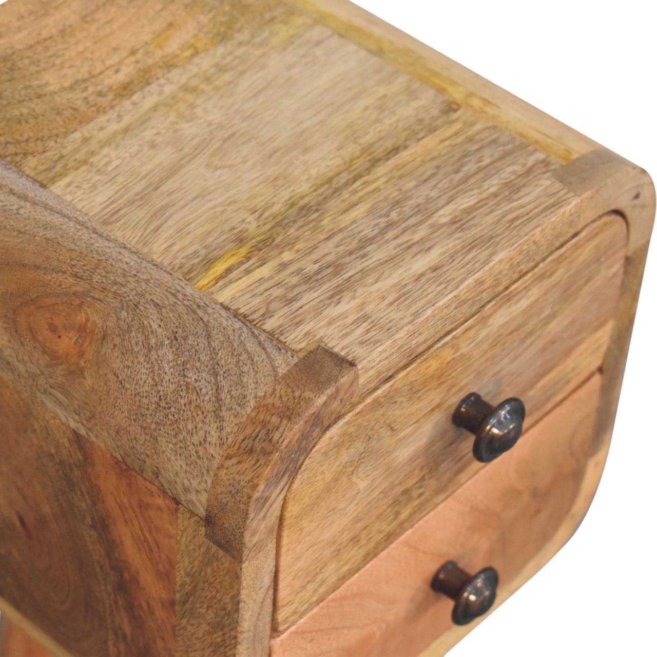 Extra Mini Curved Oak-ish Bedside Table - Image 5