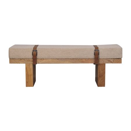 Belmont Cream Bouclé Strap Bench