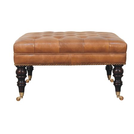 Buffalo Tan Leather Ottoman