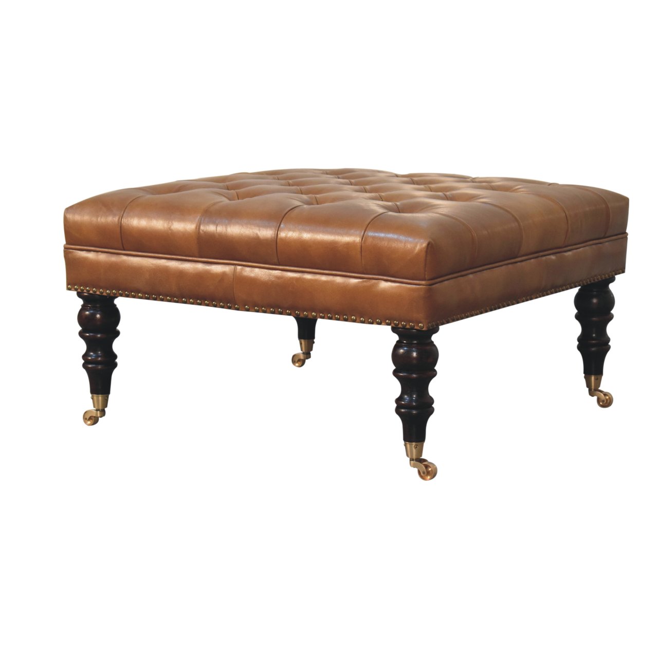 Buffalo Tan Leather Ottoman - Image 2