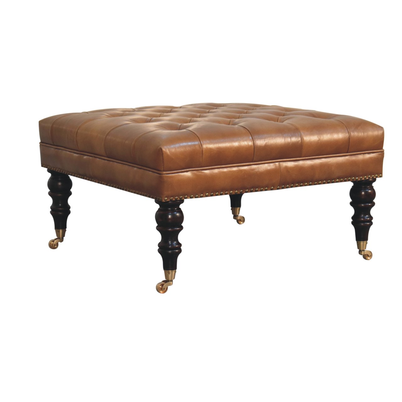 Buffalo Tan Leather Ottoman - Image 3