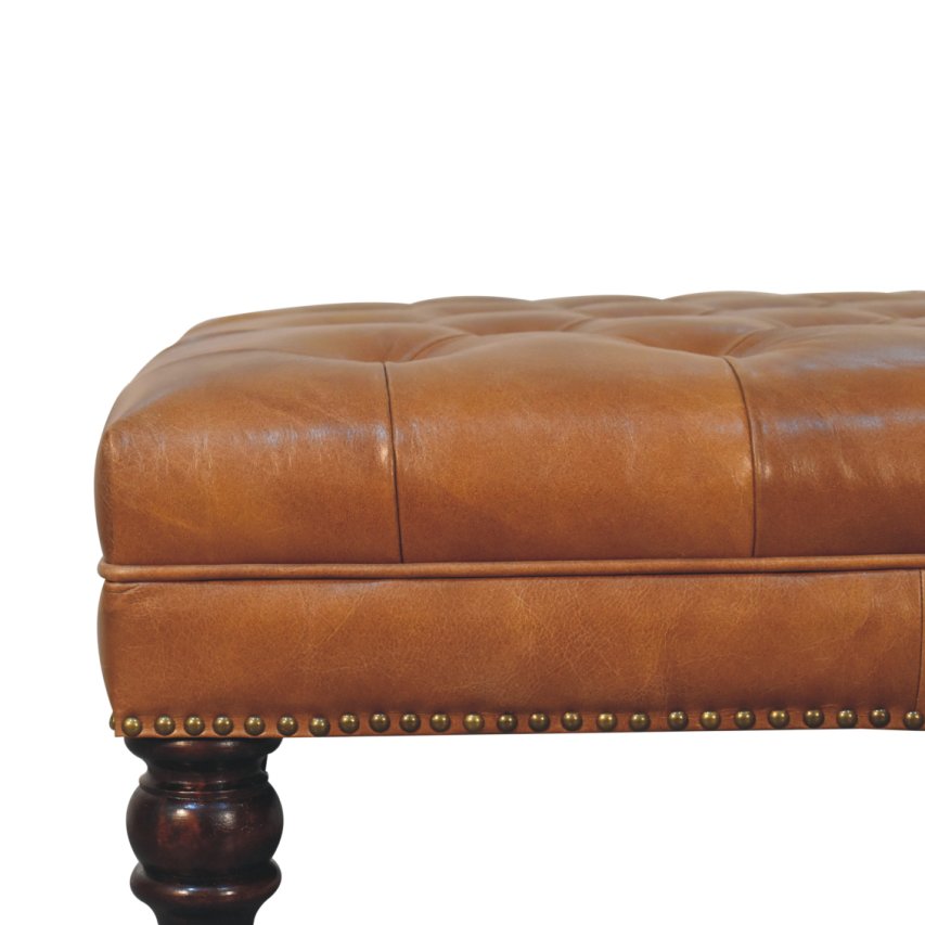 Buffalo Tan Leather Ottoman - Image 4