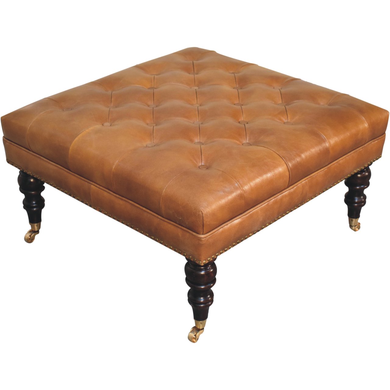 Buffalo Tan Leather Ottoman - Image 5