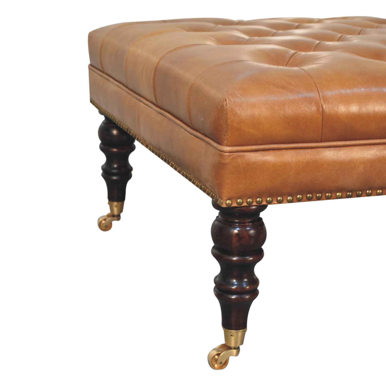 Buffalo Tan Leather Ottoman - Image 6