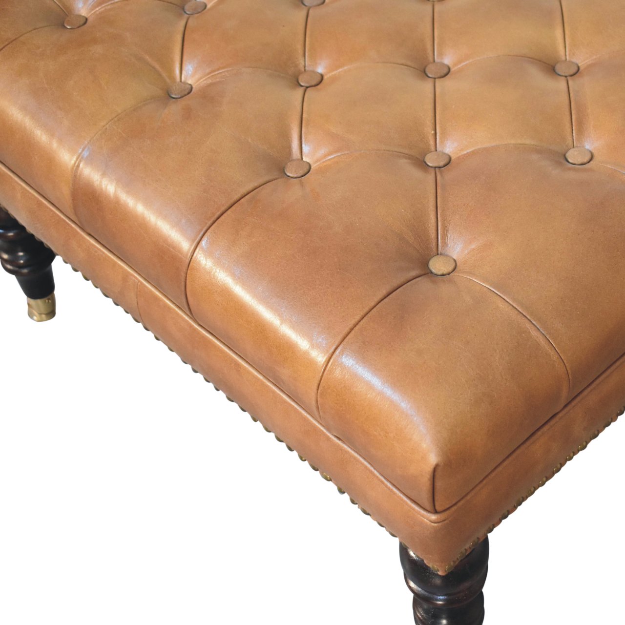 Buffalo Tan Leather Ottoman - Image 7