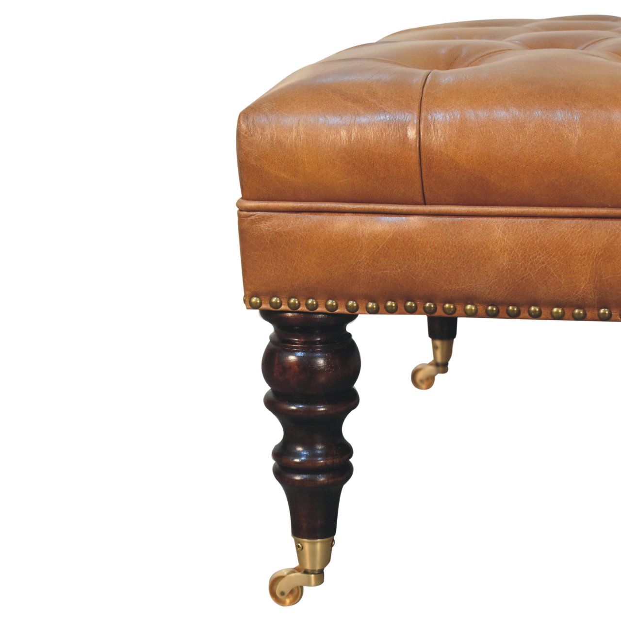 Buffalo Tan Leather Ottoman - Image 8
