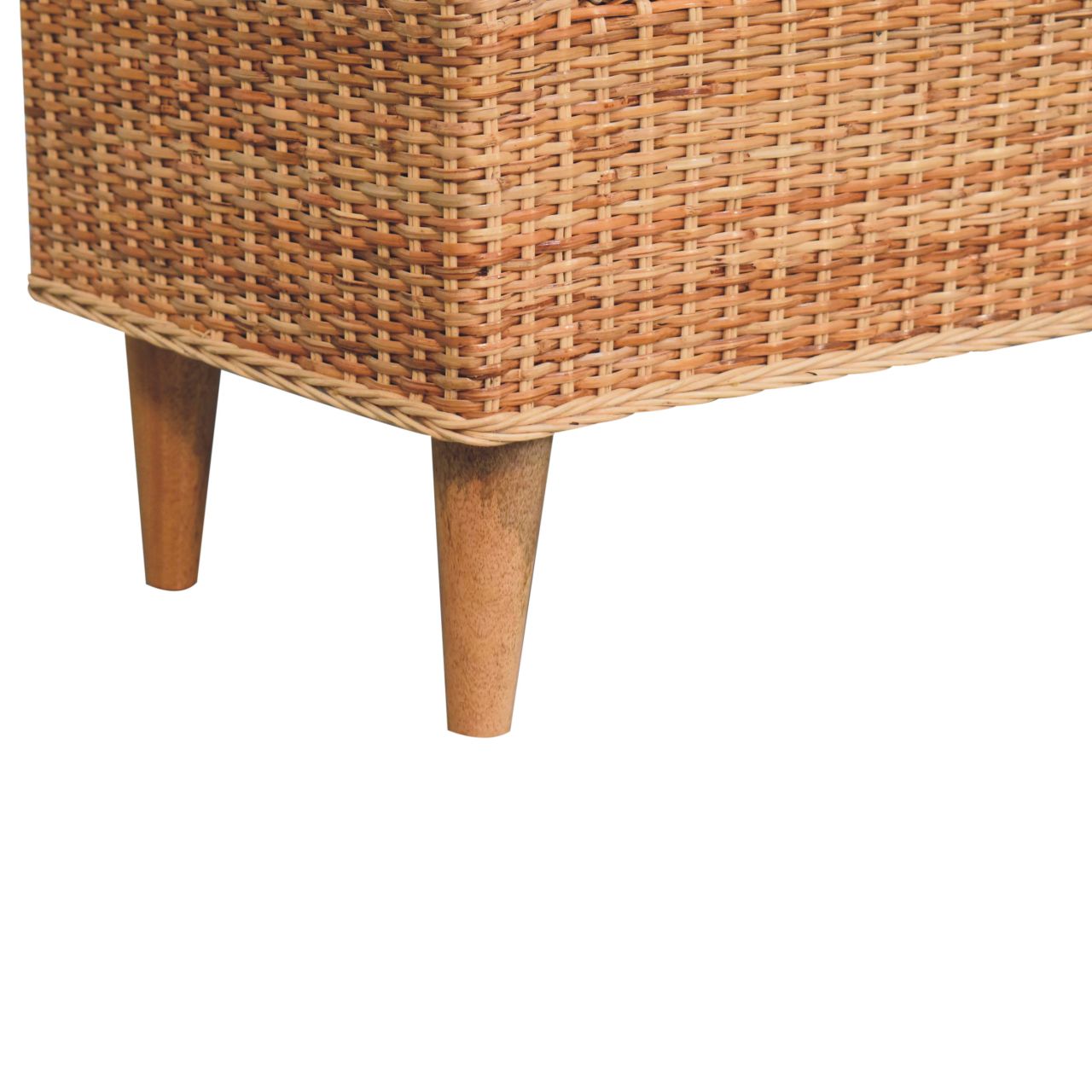 Rattan & Bouclé Upholstered Bench - Image 7