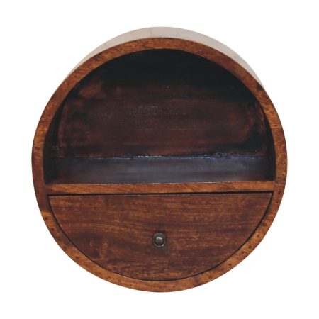 Round Solid Wood Wall Mounted Nightstand