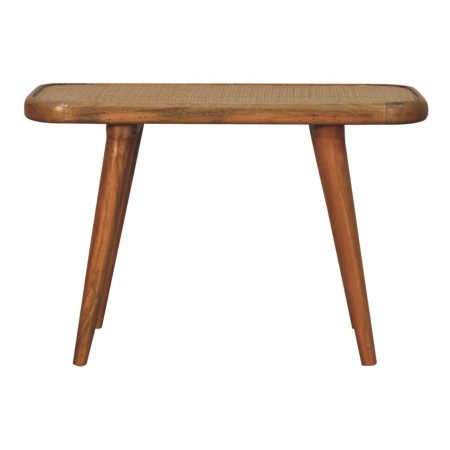 Handwoven Rattan & Solid Wood Bench