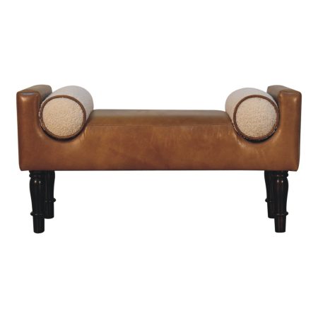 Chester Buffalo Leather Bench with Cushions