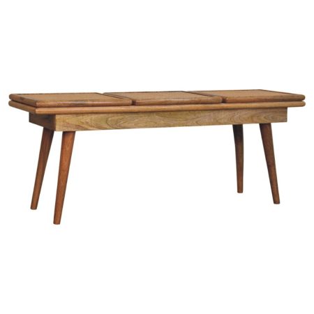 Larissa Oak-ish Triple Accent Cane Bench