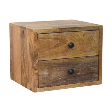 Solis Oak-ish Floating Two-Drawer Nightstand