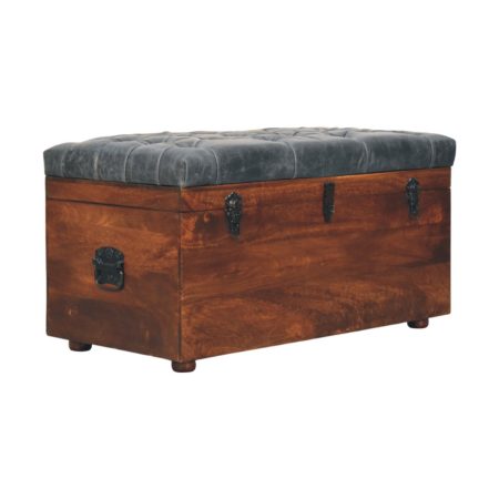 Black Buffalo Leather Storage Trunk