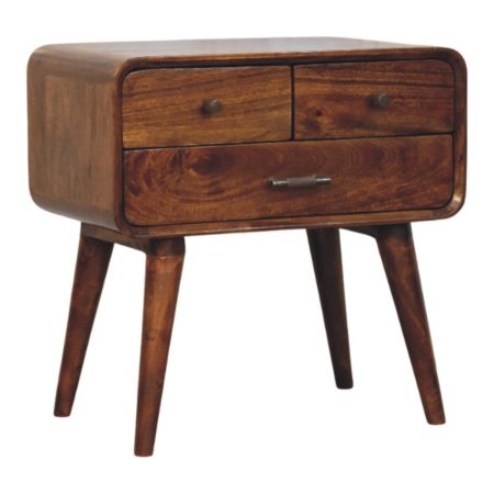 Avora Chestnut Three-Drawer Nightstand