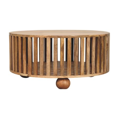 Slatted Oak-ish Round Coffee Table