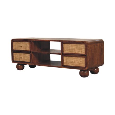 Larissa Chestnut Media Unit with Rattan