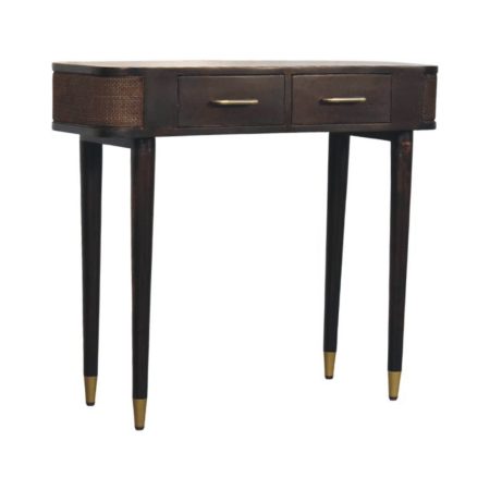 Belmont Velvet Mocha Console with Rattan