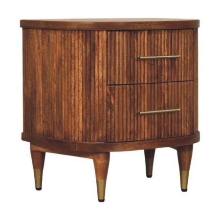 Amber Oak Ribbed Bedside Table