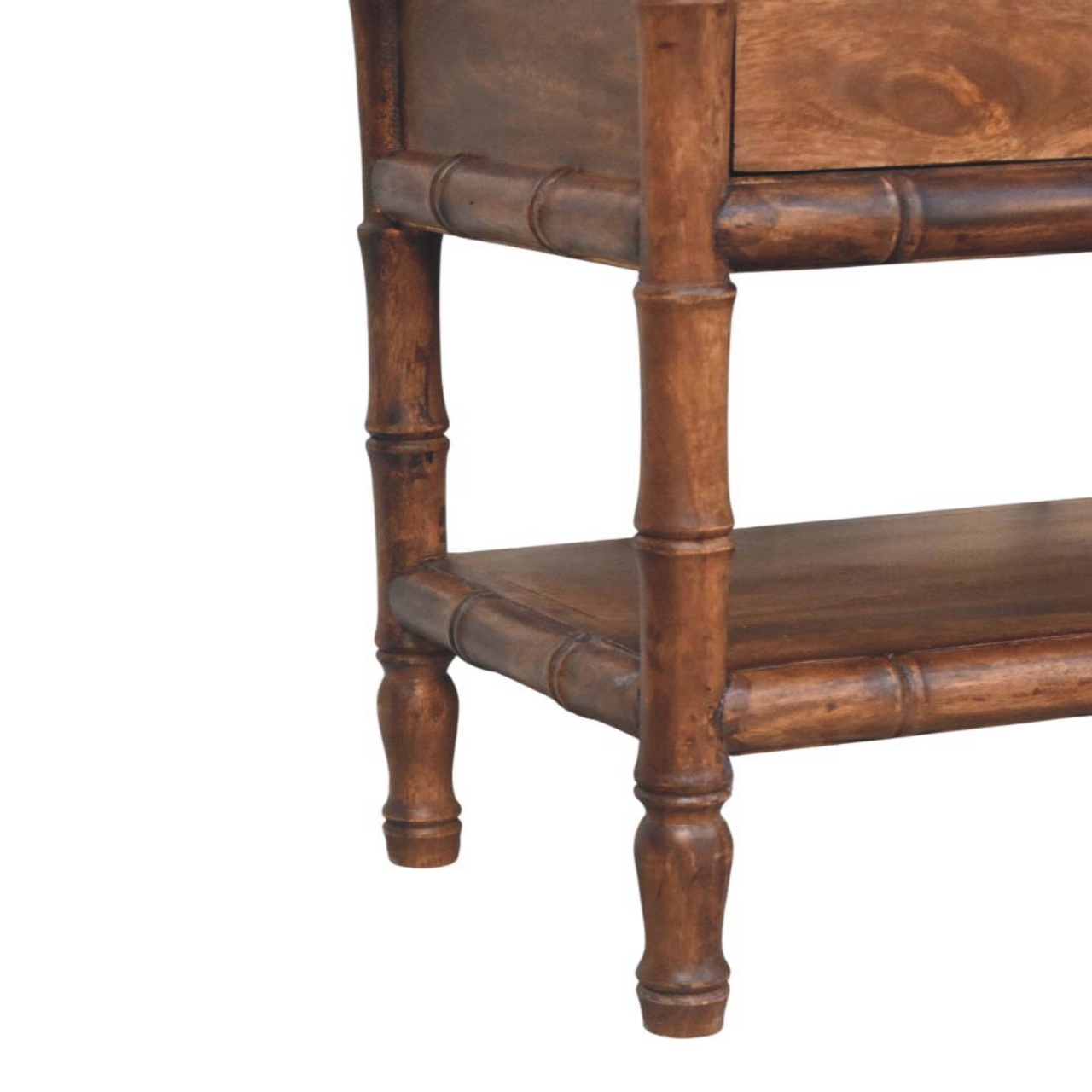 Bamboo Carved Storage Bench with Leather Seat - Image 6