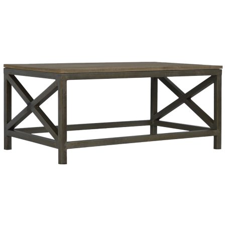 Solid Wood & Iron Oatmeal Coffee Table