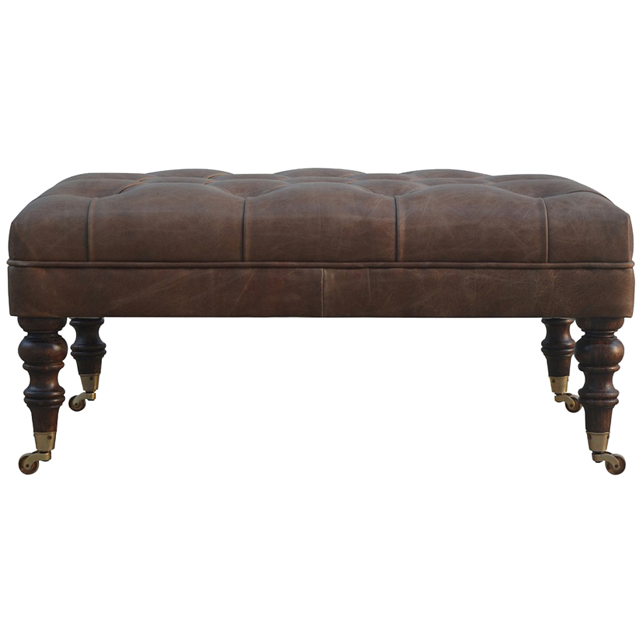 Buffalo Leather Button-Tufted Ottoman - Image 2