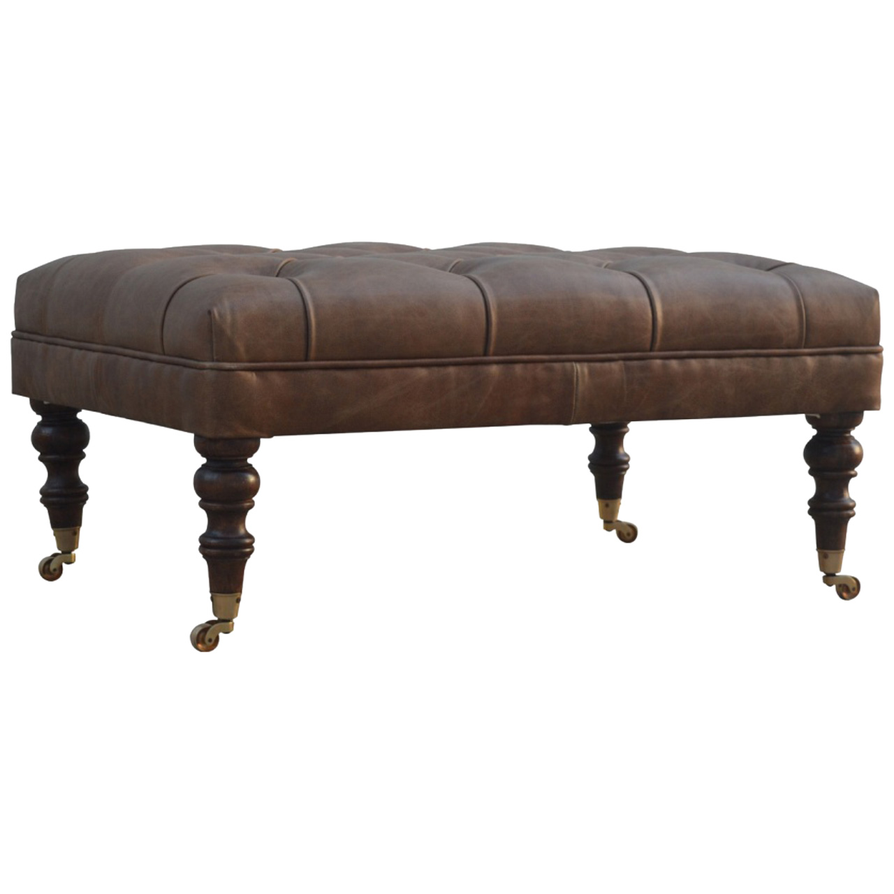 Buffalo Leather Button-Tufted Ottoman - Image 3
