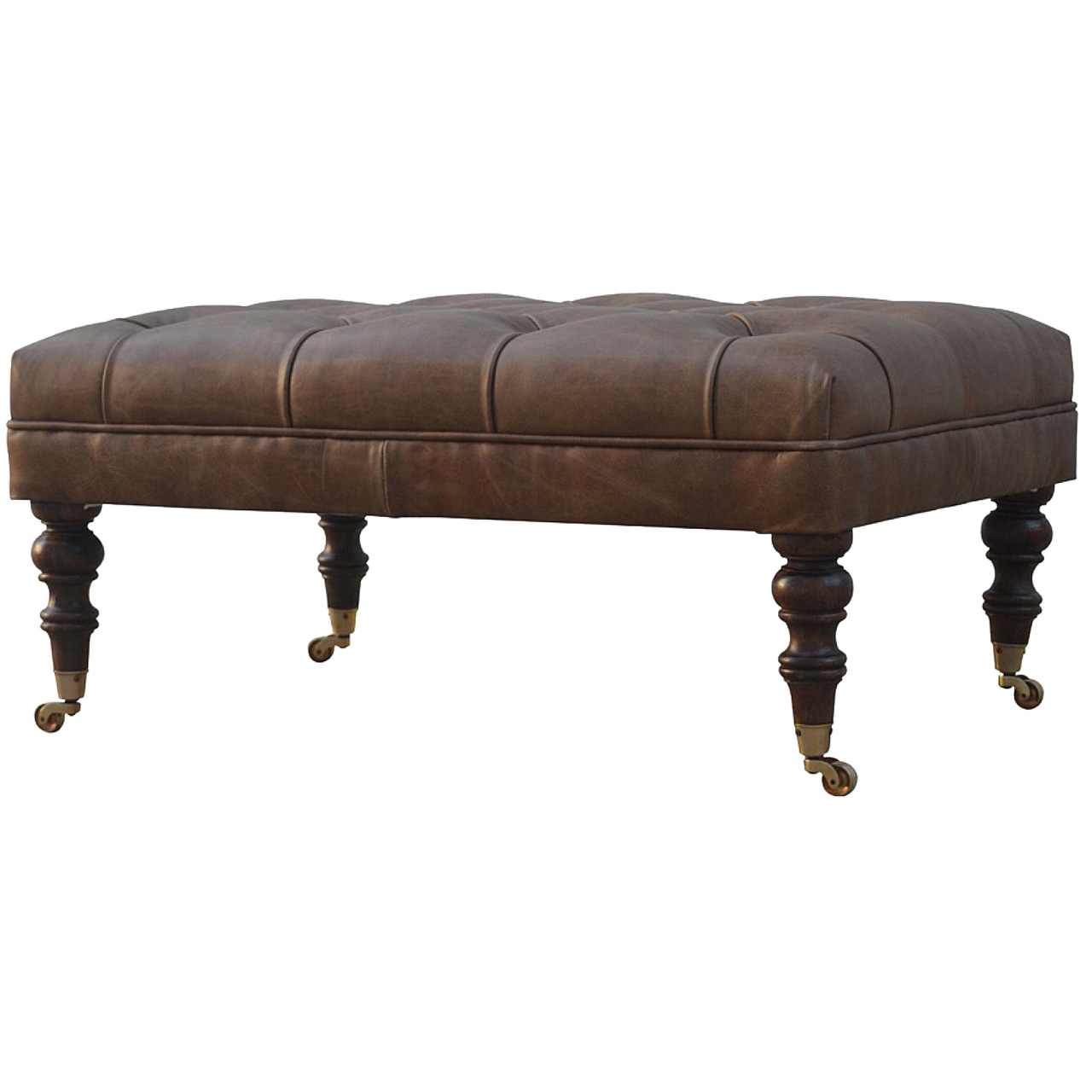 Buffalo Leather Button-Tufted Ottoman - Image 4