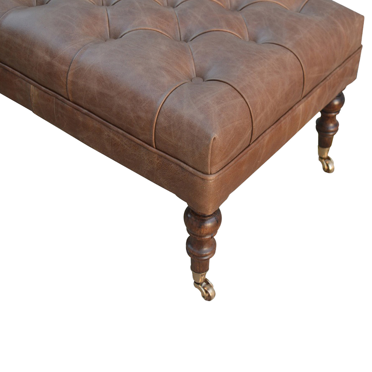 Buffalo Leather Button-Tufted Ottoman - Image 5