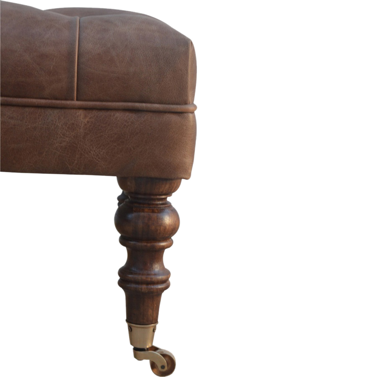 Buffalo Leather Button-Tufted Ottoman - Image 7