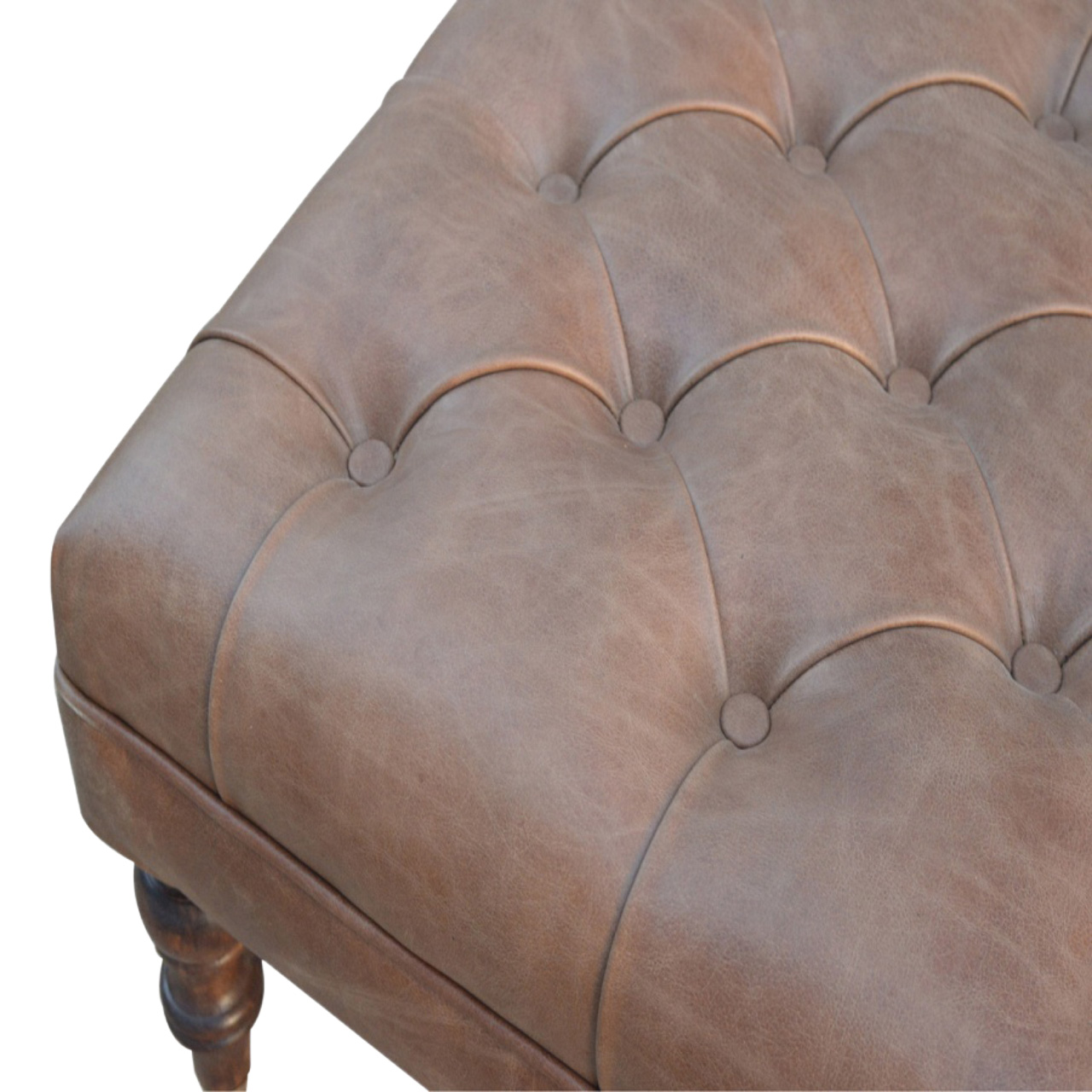 Buffalo Leather Button-Tufted Ottoman - Image 8